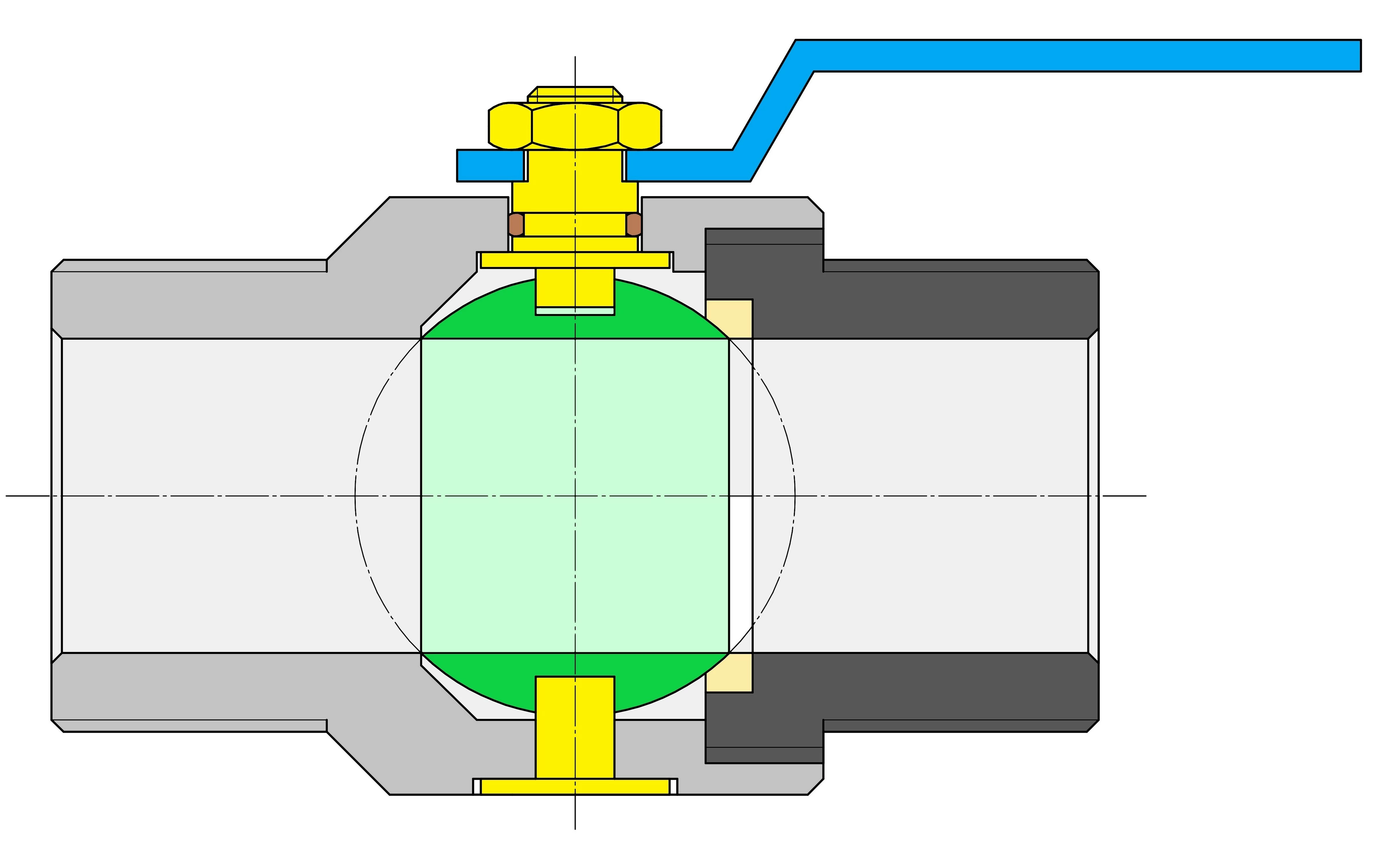 Ball valve-two-piece-pivot-bearing-soft-sealing-both-sides-outside-thread