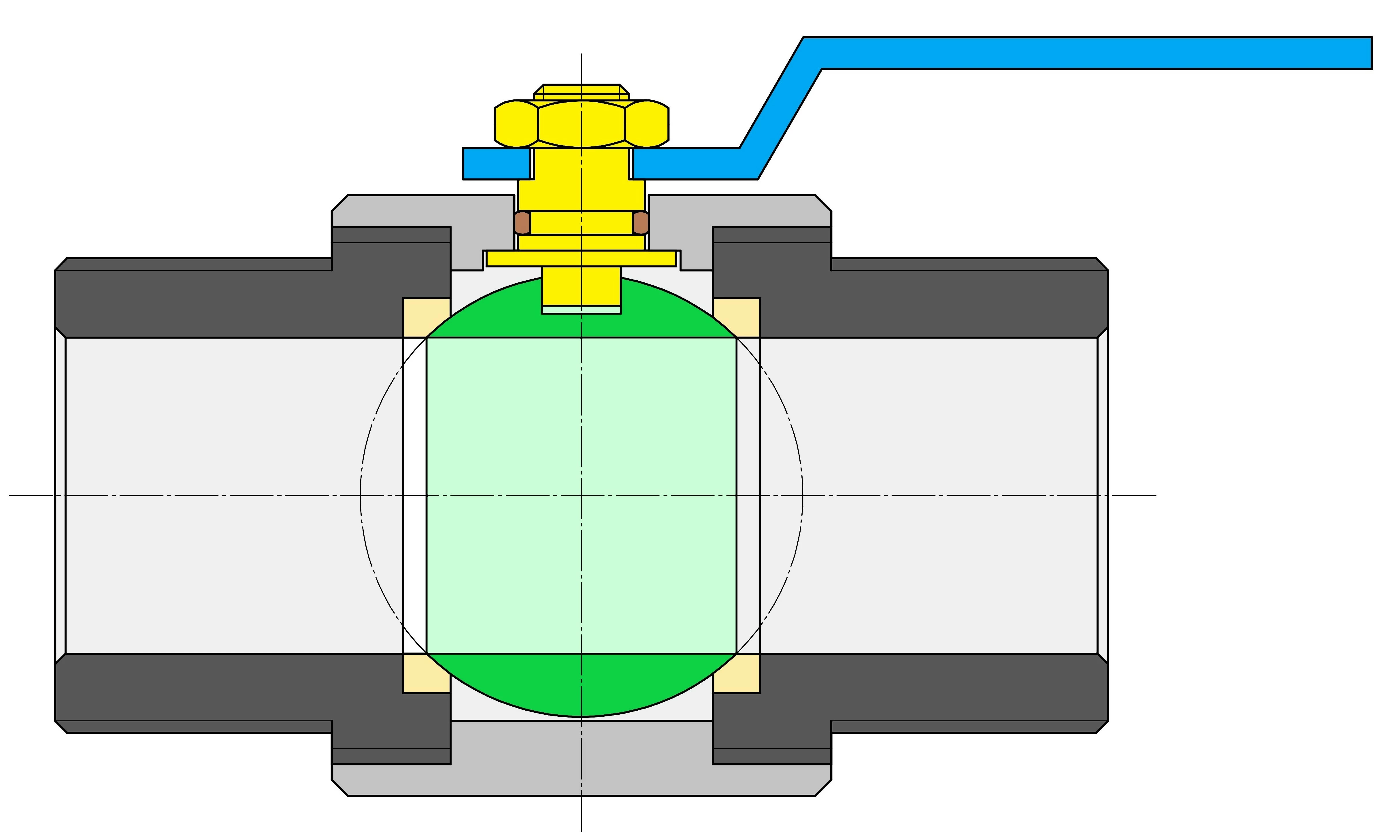 Ball valve-three-piece-housing