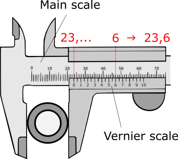 Manual caliper with vernier
